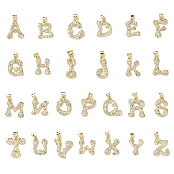 Латунные микро проложить кубического циркония подвески, стойки покрытие, буквы, без свинца и без кадмия, долговечный, реальный 18 k позолоченный
