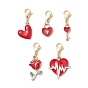 5 шт. украшения из эмали из сплава ко Дню святого Валентина, застежки-клешни для украшений сумок, сердце/цветок/ключ
