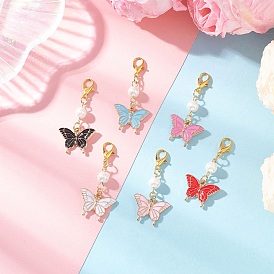 Подвески из сплава эмали украшения, с цинковым сплавом застежками омаров коготь, бабочка