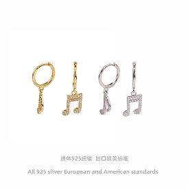 925 Silver Music Note Ear Cuff - Trendy and Elegant Silver Needle Earrings