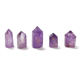 (Defective Closeout Sale: Broken Corners) Natural Amethyst Home Decorations, Display Decoration, Healing Stone Wands, for Reiki Chakra Meditation Therapy Decos, Hexagon Prism