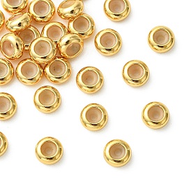 SHEGRACE Rondelle Brass Beads, with Rubber Inside, Slider Beads, Rondelle, Cadmium Free & Nickel Free & Lead Free