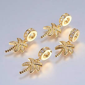 Латунь кубический цирконий европейские подвески с подвесками, кокосовая пальма