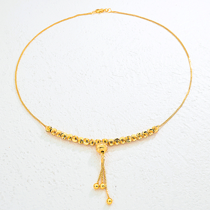 Модные минималистичные женские ожерелья с подвеской в виде круглого шара из латуни с кисточками