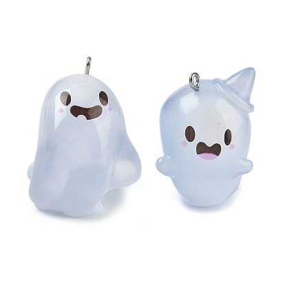 Подвески из прозрачной смолы на Хэллоуин, призрак, с железной платиной петлей