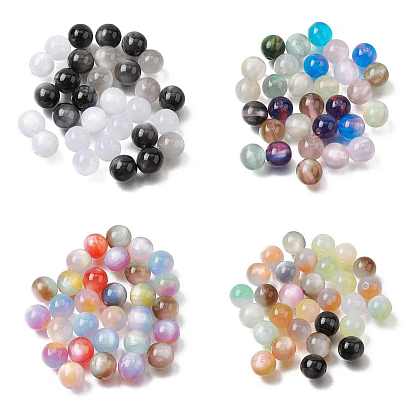 Бусины из cмолы, круглые, два тона, с блеском порошок