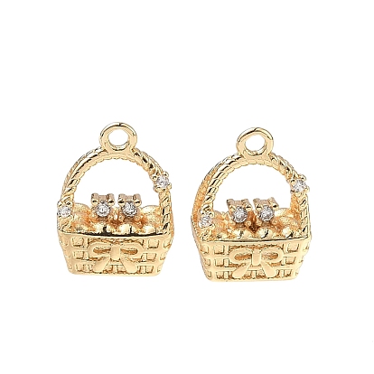 Подвески из латуни с прозрачным фианитом, корзины прелести