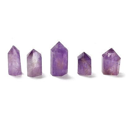 (Defective Closeout Sale: Broken Corners) Natural Amethyst Home Decorations, Display Decoration, Healing Stone Wands, for Reiki Chakra Meditation Therapy Decos, Hexagon Prism