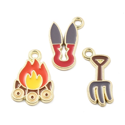 Подвески из эмали и сплава, подвеска в форме пламени/ножниц/вилки, золотые