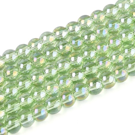 Гальванизируйте прозрачное стекло бисер нитей, круглые, с покрытием AB цвета
