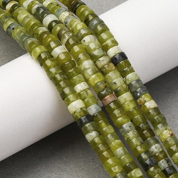 Природного нефрита Xiuyan бисер нитей, диск, Heishi бусы