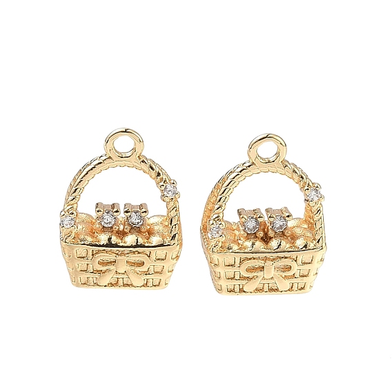 Подвески из латуни с прозрачным фианитом, корзины прелести