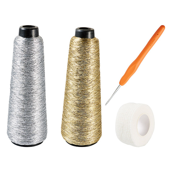 Наборы для вязания своими руками, включая полиэстер и металлизированный сердечник шнура, нетканый бинт и крючки для вязания trp