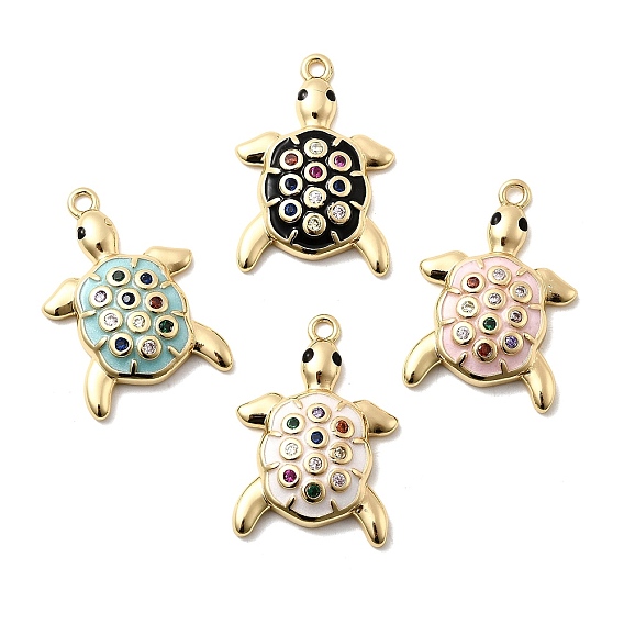 Латунные микро проложить кубического циркония подвески, черепаха, с эмалью, долговечный, стойки покрытие, без свинца и без кадмия