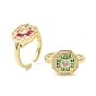Восьмиугольное кольцо-манжета из настоящего 18k с золотым покрытием для женских украшений, открытые кольца из латуни, микропаве, кубический цирконий