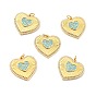 Brass Micro Pave Cubic Zirconia Pendants, with Jump Ring, Real 18K Gold Plated, Long-Lasting Plated, Lead Free & Cadmium Free & Nickel Free, Heart
