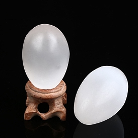 Egg Natural Selenite Figurines, Reiki Energy Stone Display Decorations, for Home Feng Shui Ornament, WhiteSmoke