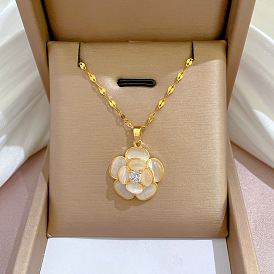 Cat Eye Flower Transparent Gold Necklace - Lucky Collarbone Chain Accessory