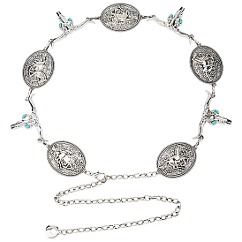 1Цепочка из сплава в тибетском стиле с овальным и коровьим черепом, женская, для талии, живота и тела