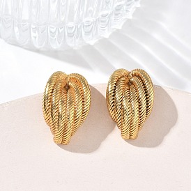 304 серьги-гвоздики из нержавеющей стали для женщин, веревка, ионное покрытие (ip)