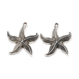 Tibetan Style Alloy Starfish/Sea Stars Pendants, Cadmium Free & Nickel Free & Lead Free, 26x23x3mm, Hole: 1.5mm, about 483pcs/1000g