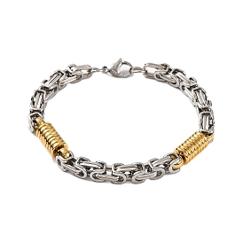 304 Stainless Steel Grooved Column Byzantine Chain Bracelets, with 201 Stainless Steeel Findings