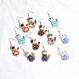 Пасхальные акриловые серьги-подвески, форма кошки, платина