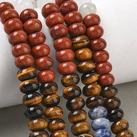 Colliers de perles en jaspe rouge naturel, œil de tigre, jaspe tacheté bleu, jaspe dalmatien, jade topaze et quartzite cui de Tianshan, rondelle lisse