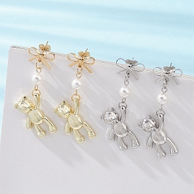 2 пары серег-гвоздиков из сплава, медведь, с 304 фурнитурой для сережек из нержавеющей стали и латуни