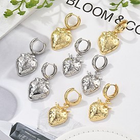 Латунные серьги-кольца без свинца и кадмия, долговечный, стойки покрытие, клубника