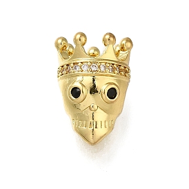 Латунные микропаве из прозрачного кубического циркония, череп и корона, долговечный, стойки покрытие, без свинца и без кадмия