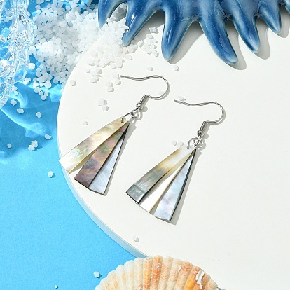 Трапециевидные серьги-ракушки из натурального черного цвета, с 304 ювелирными изделиями из нержавеющей стали для женщин