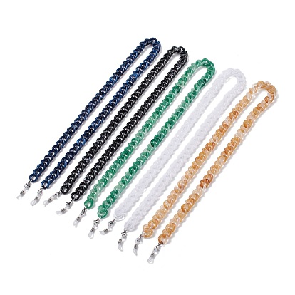 Acrylic Curb Chain Eyeglasses Chains, with Silicone EyeGlass Holders, Neck Strap for Eyeglasses