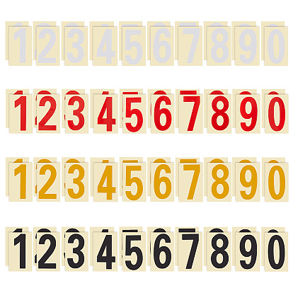 4 наборы 4 цвета самоклеящиеся светоотражающие наклейки для почтовых ящиков из ПВХ, водонепроницаемые наклейки для почтовых ящиков, номера домов, число 0~9