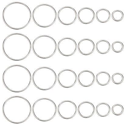 24pcs 6 style 304 anneaux de jonction en acier inoxydable, rond