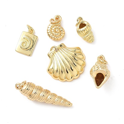 Латунные подвески, подвески в форме раковины/ракушки, без свинца и без кадмия, долговечный, настоящий, стойки покрытие, с целью перехода в кольце