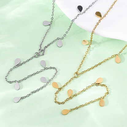 304 ожерелья из нержавеющей стали с каплевидными кисточками, ионное покрытие (ip)