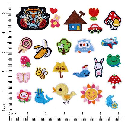 50pcs Assorted Styles Iron on Patches, DIY Embroidered Patches