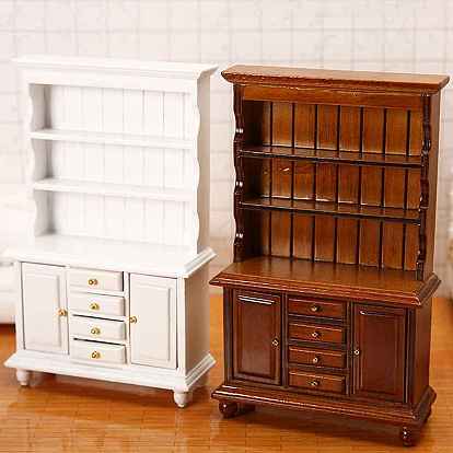 Деревянные миниатюрные украшения для витрины шкафа, Мини-шкаф для кукольного домика, аксессуары для декора кукольного домика