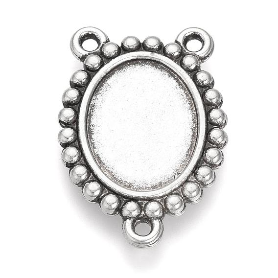 Tibetan Style Alloy Cabochon Connector Settings, Cadmium Free & Lead Free, Chandelier Components Links, Oval with Words