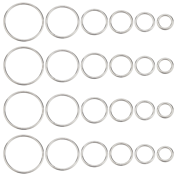24 Stück 6 Stil 304 Biegeringe aus Edelstahl, runden Ring