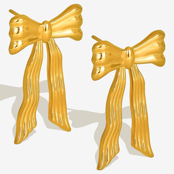 304 серьги-гвоздики из нержавеющей стали с бантом