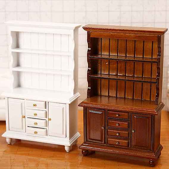 Деревянные миниатюрные украшения для витрины шкафа, Мини-шкаф для кукольного домика, аксессуары для декора кукольного домика