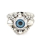 Evil Eye Resin Open Cuff Ring, Antique Silver Alloy Gothic Jewelry for Men Women