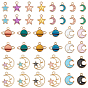 100Pcs 5 Style Light Gold Alloy Enamel Pendants,  Universe Space Charms, Moon & Star & Planet