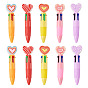 15Pcs 5 Colors Heart Plastic Heart 4-in-1 Ballpoint Pen