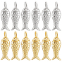 12 pcs 2 couleurs rack placage pendentifs en laiton, charmes de poissons, plaqué longue durée, sans cadmium et sans plomb, avec des anneaux de saut
