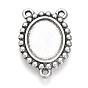 Tibetan Style Alloy Cabochon Connector Settings, Cadmium Free & Lead Free, Chandelier Components Links, Oval with Words