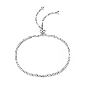 SHEGRACE 925 Sterling Silver Adjustable Bracelet, Slider Bracelet, with AAA Cubic Zirconia