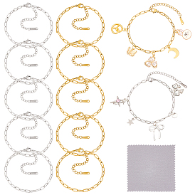 13шт. 304 браслеты-цепочки из нержавеющей стали со скрепками